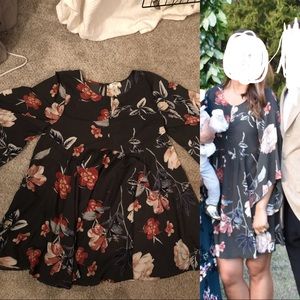 Bell Sleeve Short Floral Dress